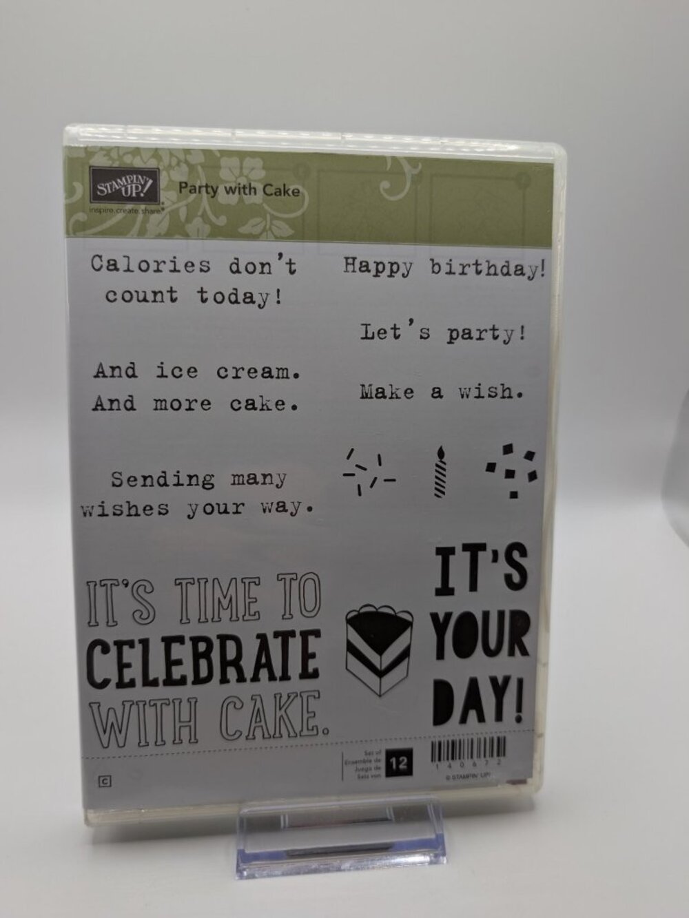 Stampin' Up! "Party with Cake" Cling Stamp Set Birthday Celebration